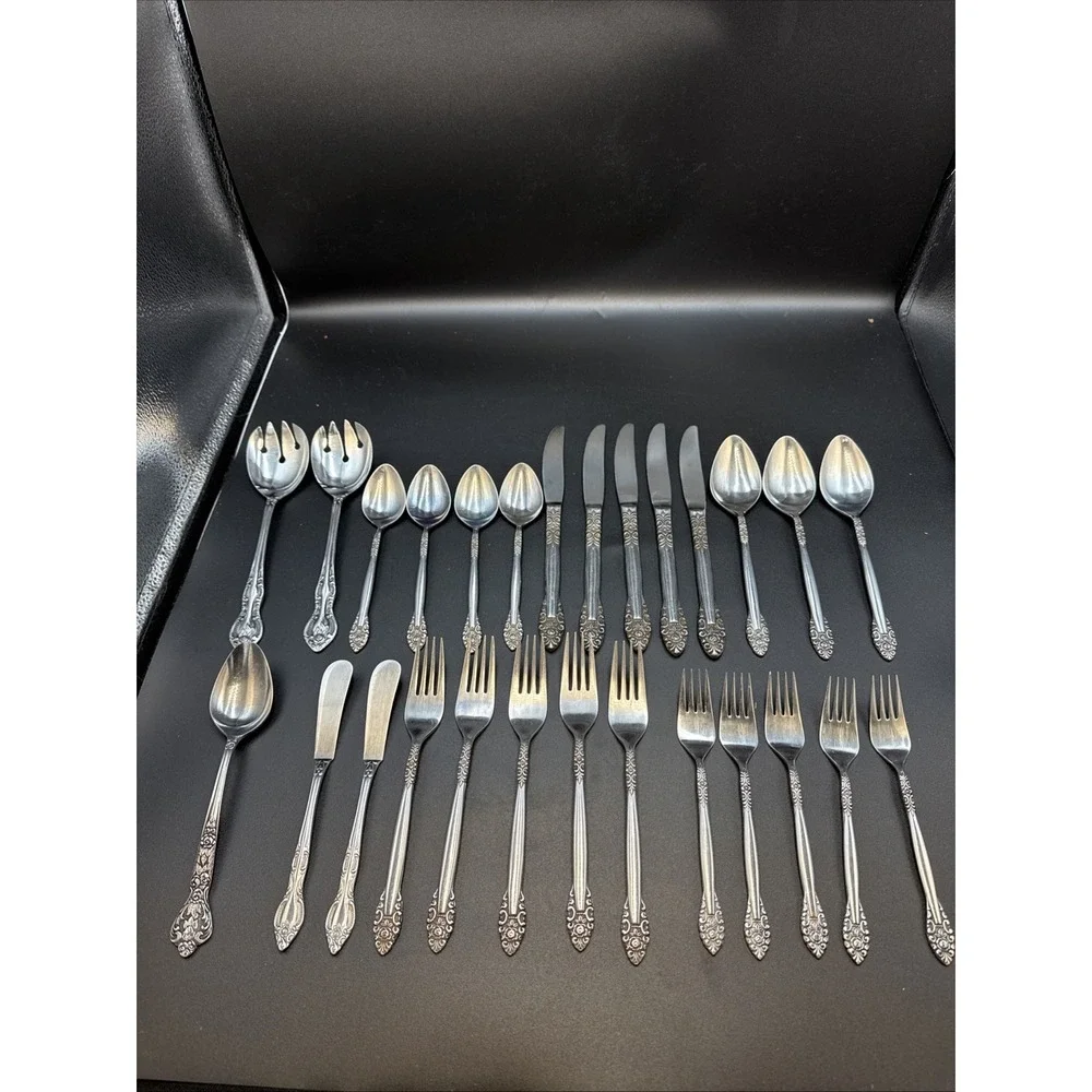 Unbranded Japan UNF231 Stainless Partial Flatware Set 27 Pieces